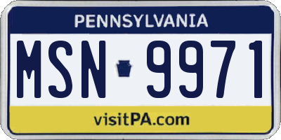 PA license plate MSN9971