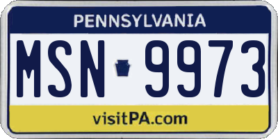 PA license plate MSN9973