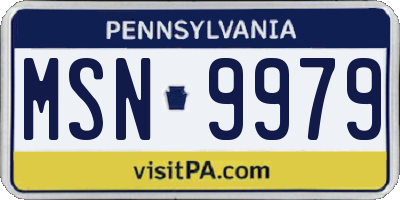 PA license plate MSN9979