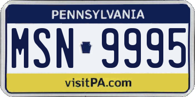 PA license plate MSN9995