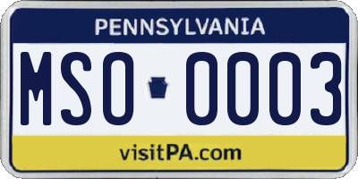 PA license plate MSO0003