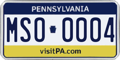 PA license plate MSO0004