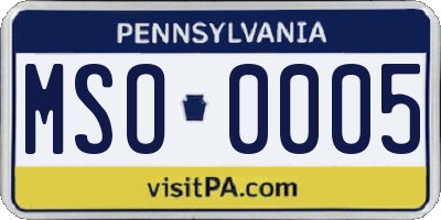 PA license plate MSO0005