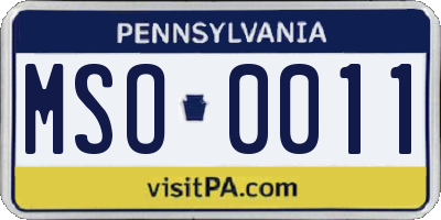 PA license plate MSO0011