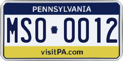 PA license plate MSO0012