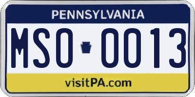 PA license plate MSO0013