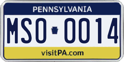 PA license plate MSO0014