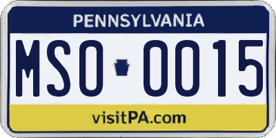 PA license plate MSO0015
