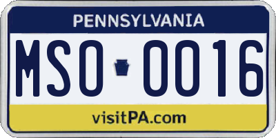 PA license plate MSO0016