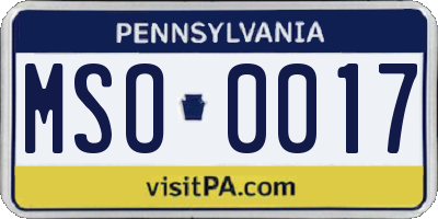 PA license plate MSO0017