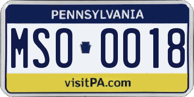 PA license plate MSO0018