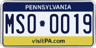 PA license plate MSO0019