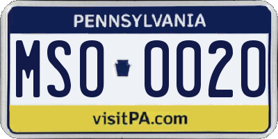 PA license plate MSO0020
