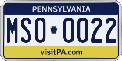 PA license plate MSO0022