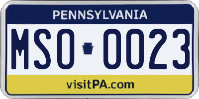 PA license plate MSO0023