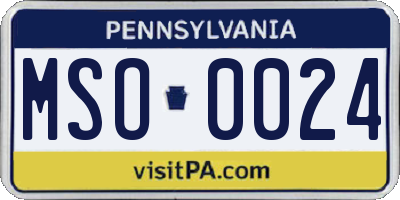 PA license plate MSO0024