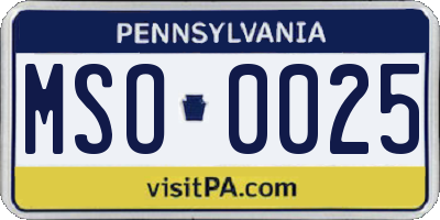PA license plate MSO0025