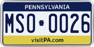 PA license plate MSO0026