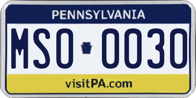 PA license plate MSO0030