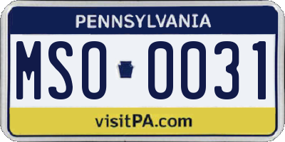 PA license plate MSO0031