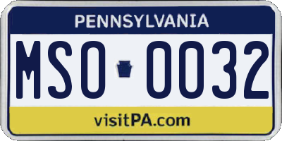 PA license plate MSO0032