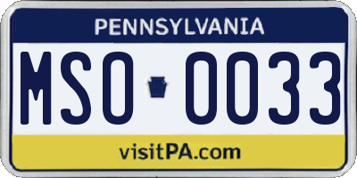 PA license plate MSO0033