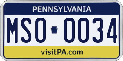 PA license plate MSO0034