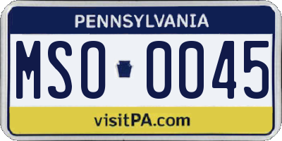 PA license plate MSO0045