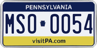 PA license plate MSO0054