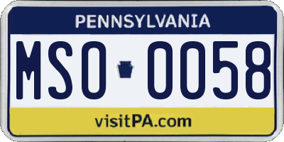 PA license plate MSO0058
