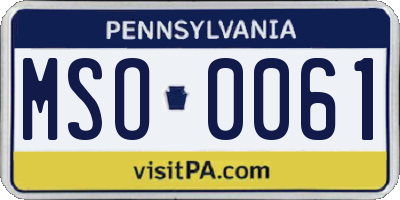 PA license plate MSO0061