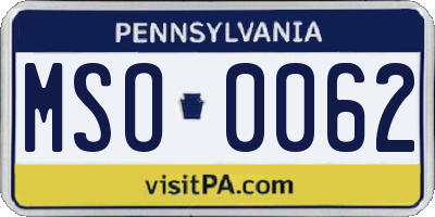 PA license plate MSO0062