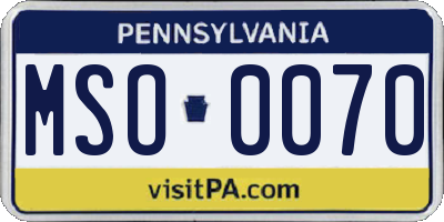 PA license plate MSO0070
