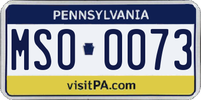 PA license plate MSO0073