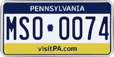 PA license plate MSO0074