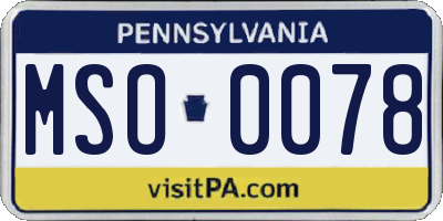 PA license plate MSO0078