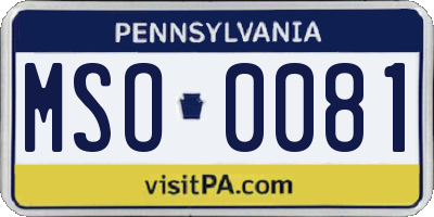 PA license plate MSO0081