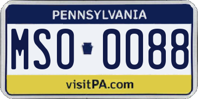 PA license plate MSO0088