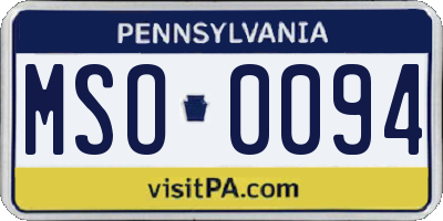 PA license plate MSO0094
