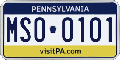 PA license plate MSO0101