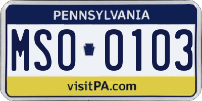 PA license plate MSO0103