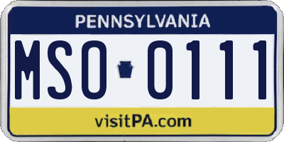 PA license plate MSO0111
