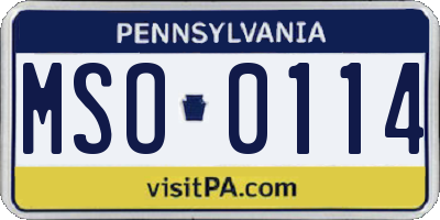 PA license plate MSO0114