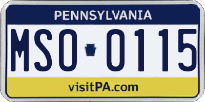 PA license plate MSO0115