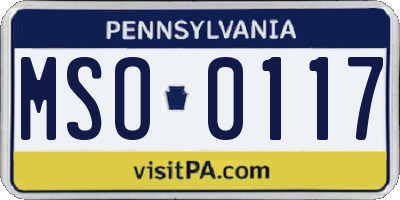 PA license plate MSO0117