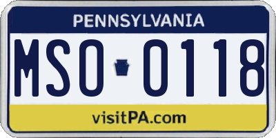 PA license plate MSO0118