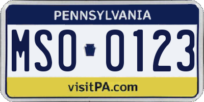 PA license plate MSO0123