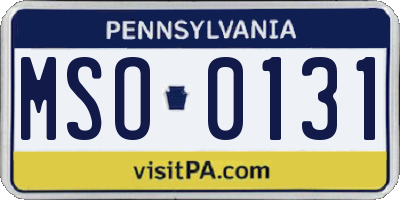 PA license plate MSO0131