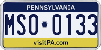 PA license plate MSO0133