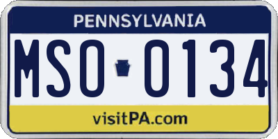 PA license plate MSO0134